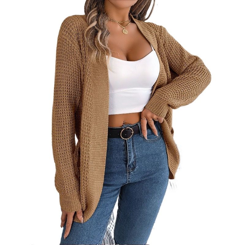 TIOZONEY - Cárdigan de punto de manga larga