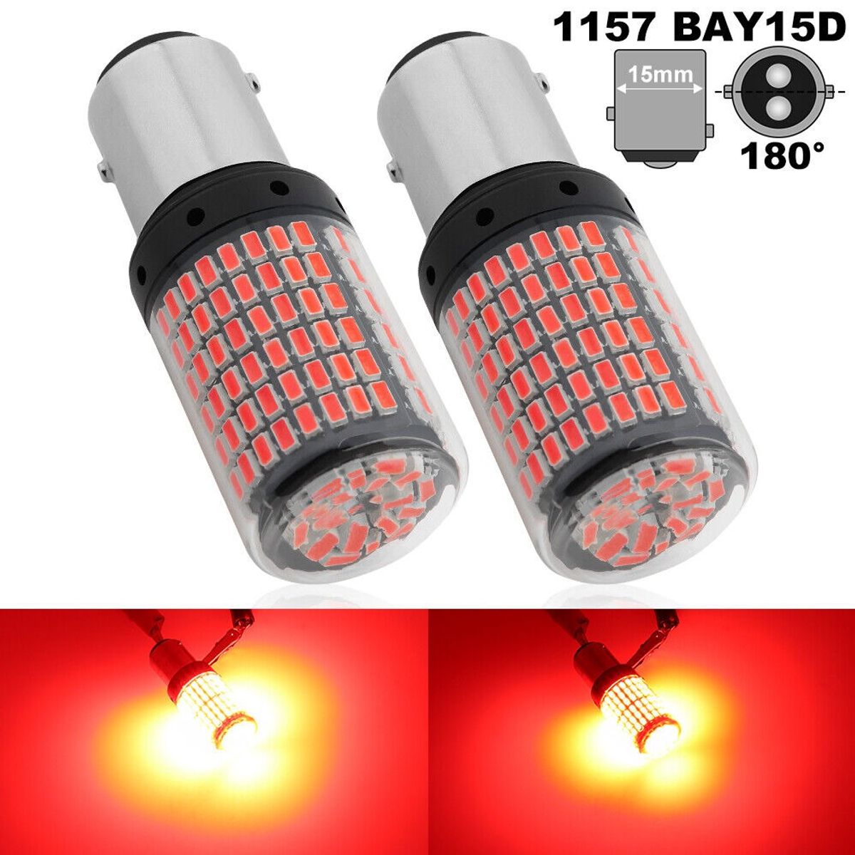 KUANGYE - Par Luces Led Doble Contacto Freno 1157 Super Brillo 12v