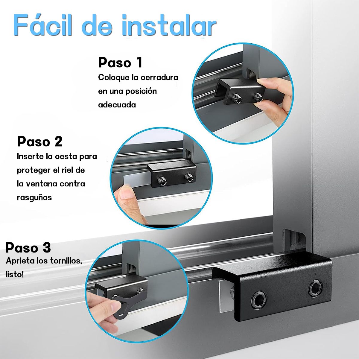 AIZO - Negro Seguro Traba Seguridad Hogar Corredera Ventanas Con Llave