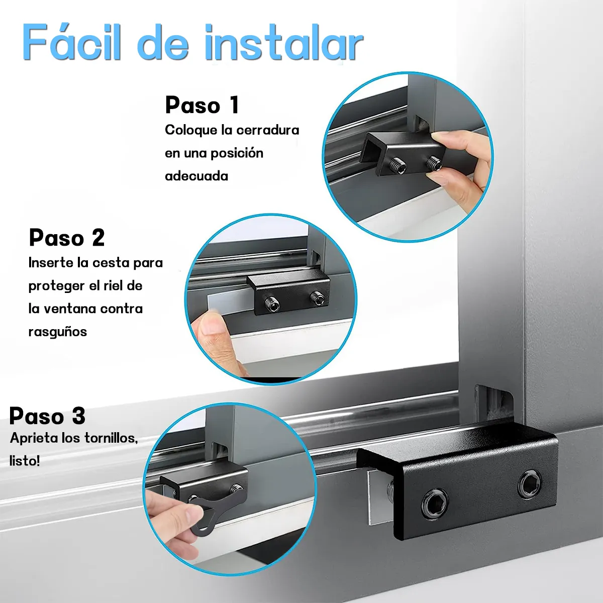 AIZO - Negro Seguro Traba Seguridad Hogar Corredera Ventanas Con Llave