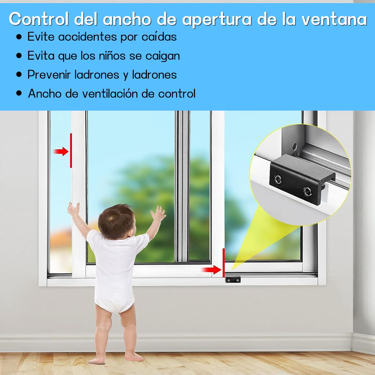 AIZO - Negro Seguro Traba Seguridad Hogar Corredera Ventanas Con Llave