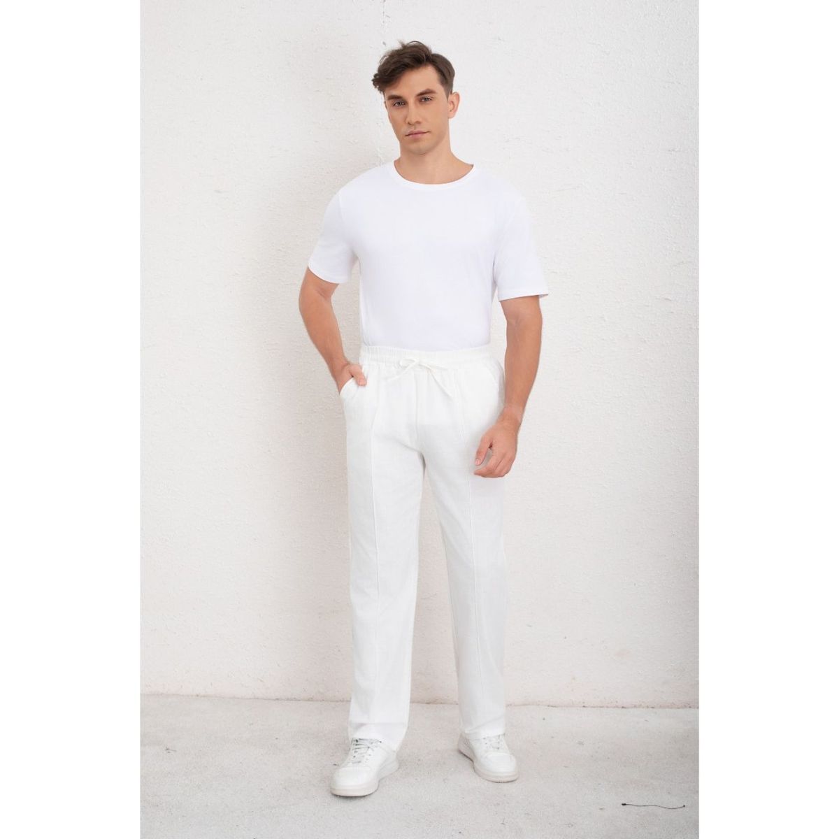 LIKE SHOP - Pantalon De Vestir Hombre Tipo Lino Casual Verano 7140