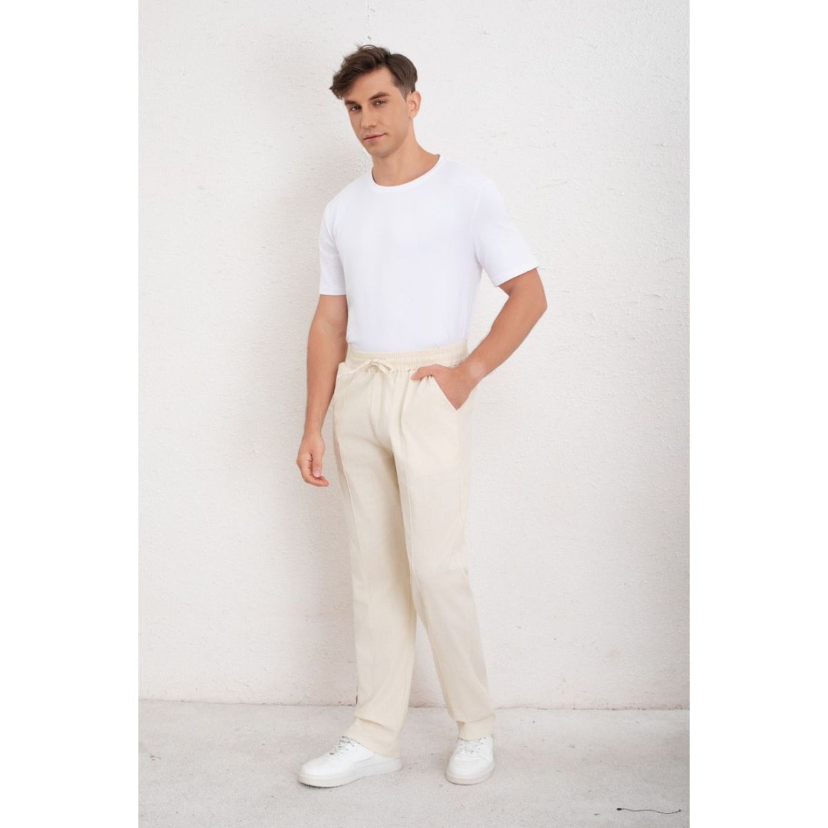 LIKE SHOP - Pantalon De Vestir Hombre Tipo Lino Casual Verano 7140