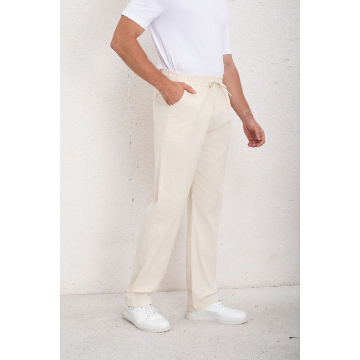 LIKE SHOP - Pantalon De Vestir Hombre Tipo Lino Casual Verano 7140