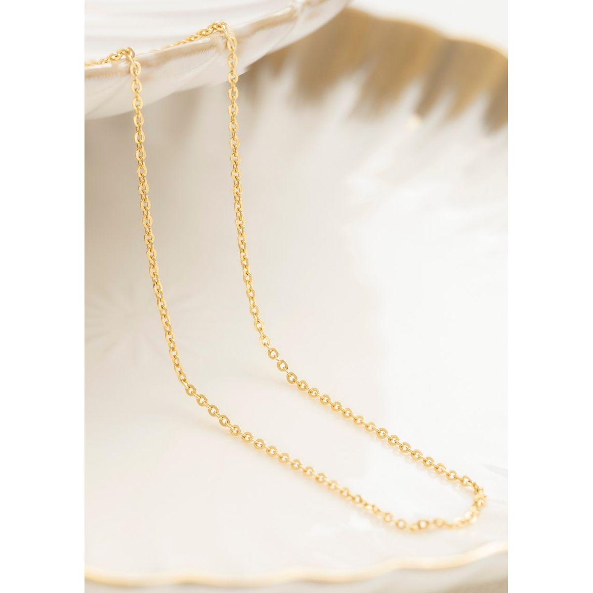 GENERICO - Cadena tejido aros delgada oro laminado 18k