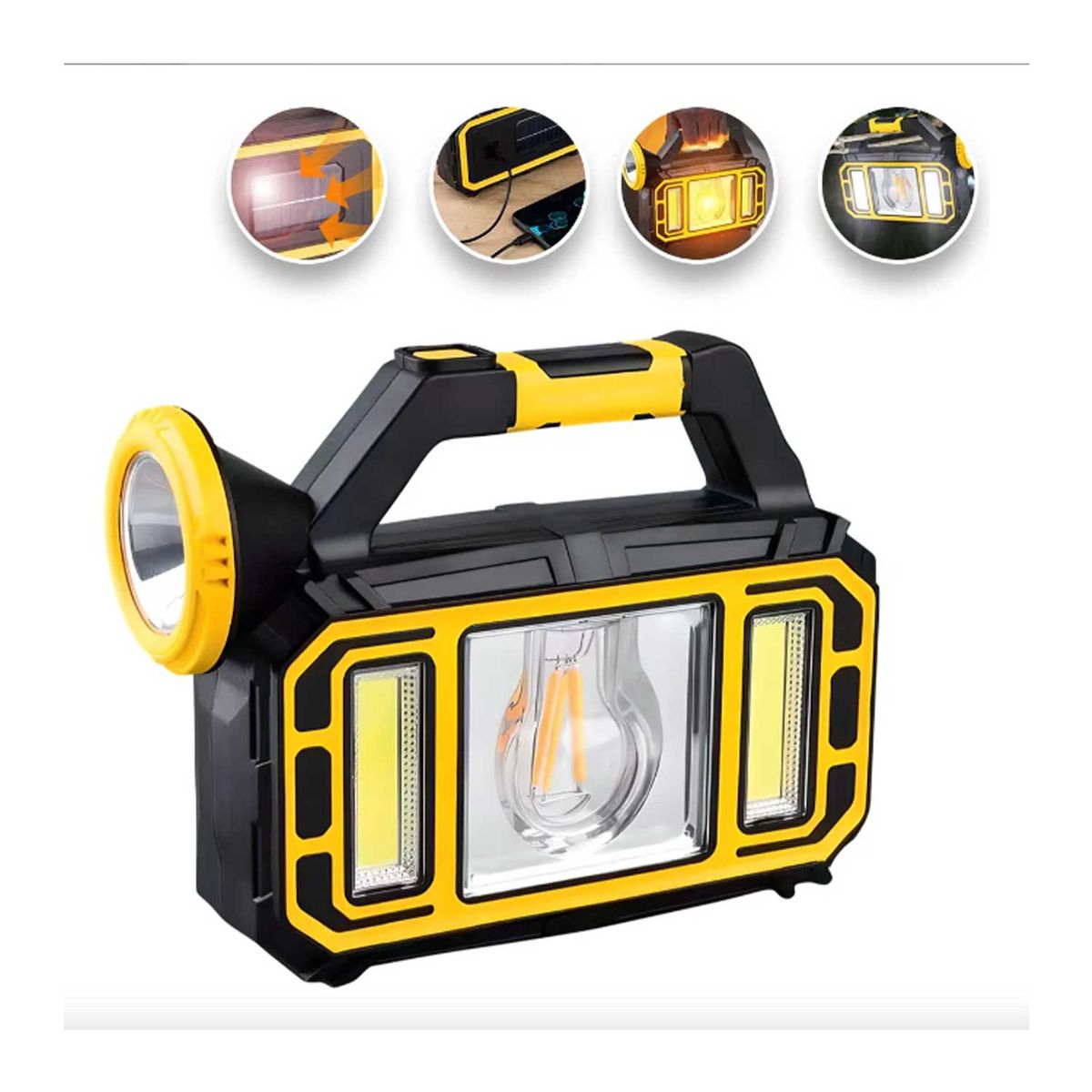 GENERICO - Linterna de Emergencia Recargable con Panel Solar y Powerbank