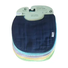 GREEN SPROUTS - Pack 5 Baberos Muselina Azul