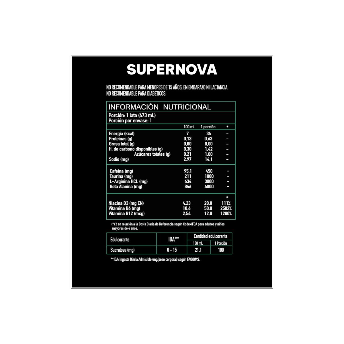 ALIEN - PRE ENTRENO 473ML SUPERNOVA 450MG CAFEINA - ALIEN SQUAD