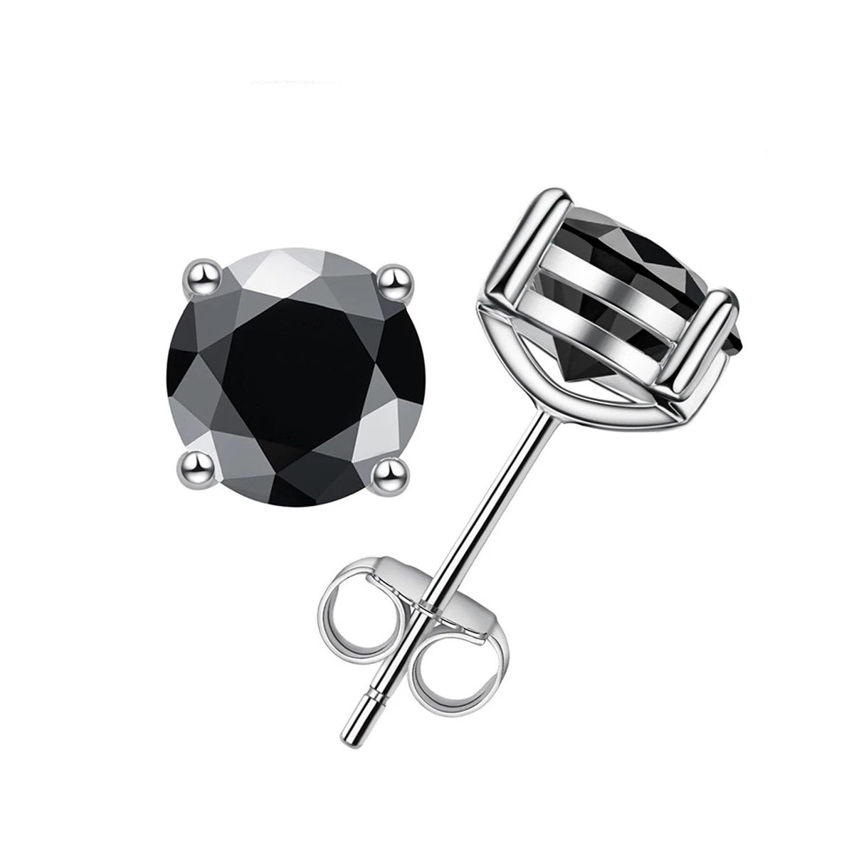 LUXURYJOYAS - Aros Moissanita negra OroBlanco18kt sobreplata 5mmCertificado