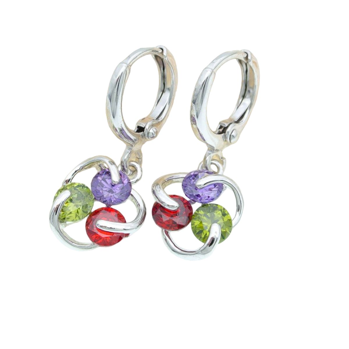 LUXURYJOYAS - Aros Pendientes Puntos De Luz Oro 18kt Bañado Cristales