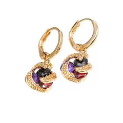 LUXURYJOYAS - Aros Pendientes Puntos De Luz Oro 18kt Bañado Cristales