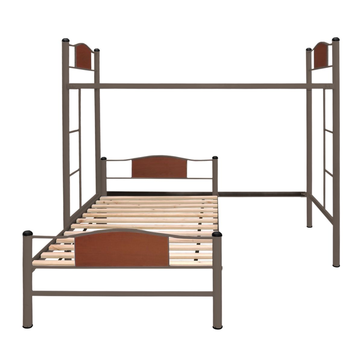 FUTONES Y MUEBLES - Cama Alta + Cama Baja 1.5 Plaza Child Castaño