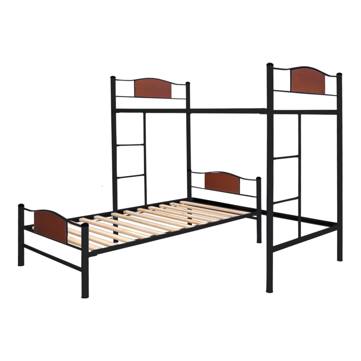 FUTONES Y MUEBLES - Cama Alta + Cama Baja 1.5 Plaza Child Negro