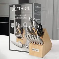 BEATHON - Set Cuchillos 14 Piezas Cocina Wooden Block