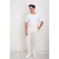 Pantalon Clasico Hombre Algodon Casual Tipo Lino Liso 6011