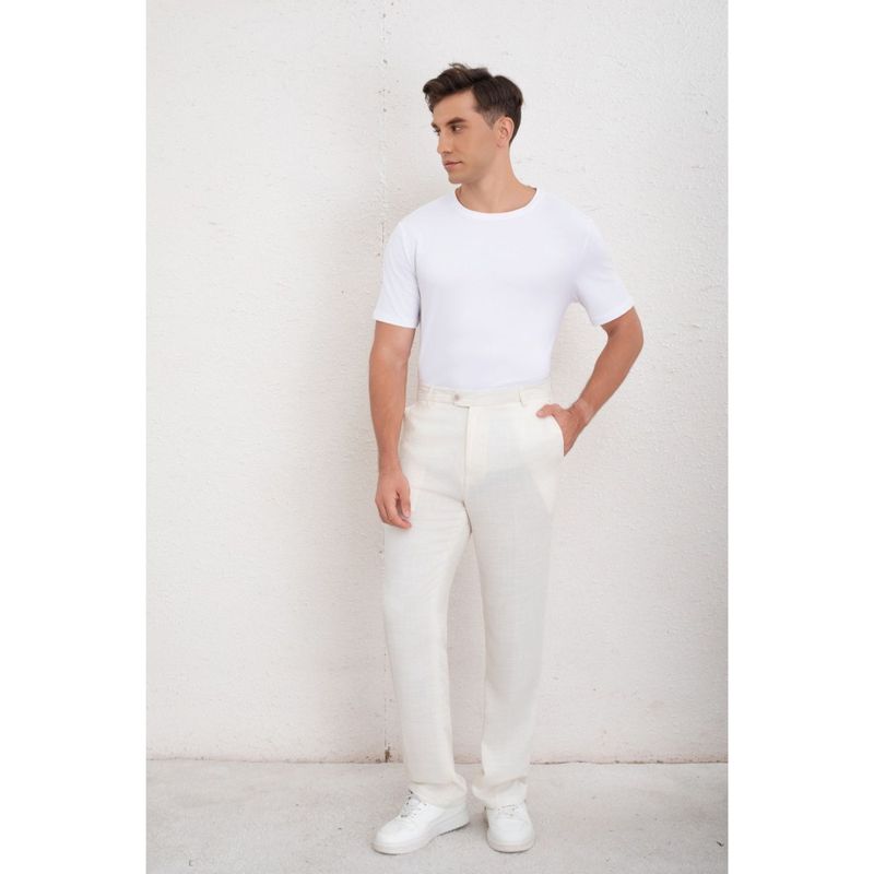 MPROPIA - Pantalon Clasico Hombre Algodon Casual Tipo Lino Liso 6011