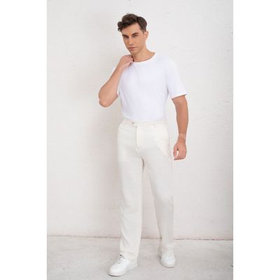 Imagen 2 del producto Pantalon Clasico Hombre Algodon Casual Tipo Lino Liso 6011