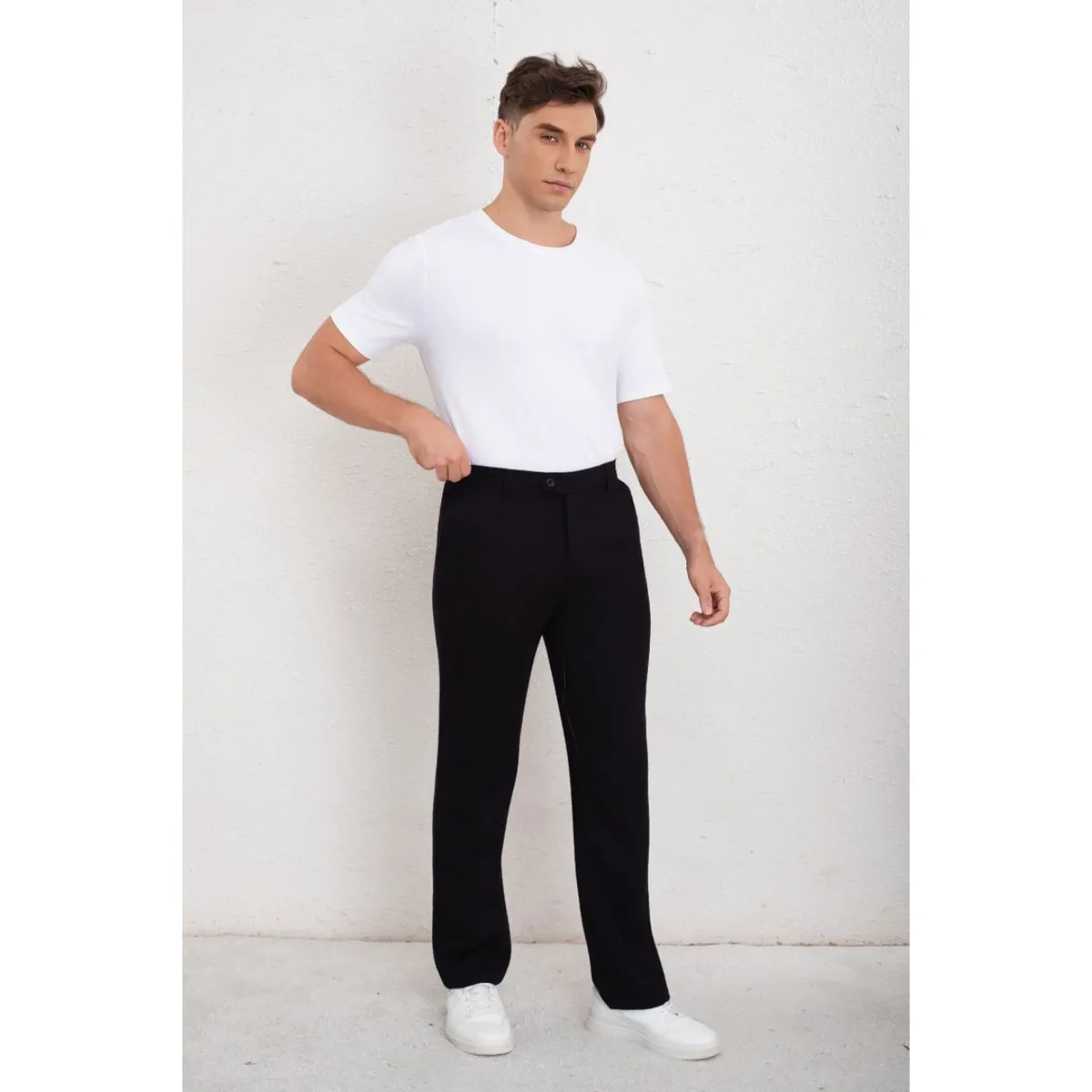 LIKE SHOP - Pantalon Clasico Hombre Algodon Casual Tipo Lino Liso 6011
