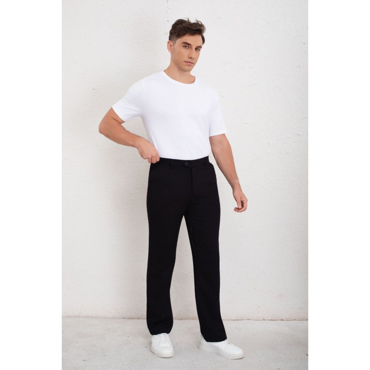 LIKE SHOP - Pantalon Clasico Hombre Algodon Casual Tipo Lino Liso 6011