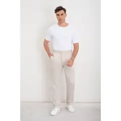 LIKE SHOP - Pantalon Clasico Hombre Algodon Casual Tipo Lino Liso 6011