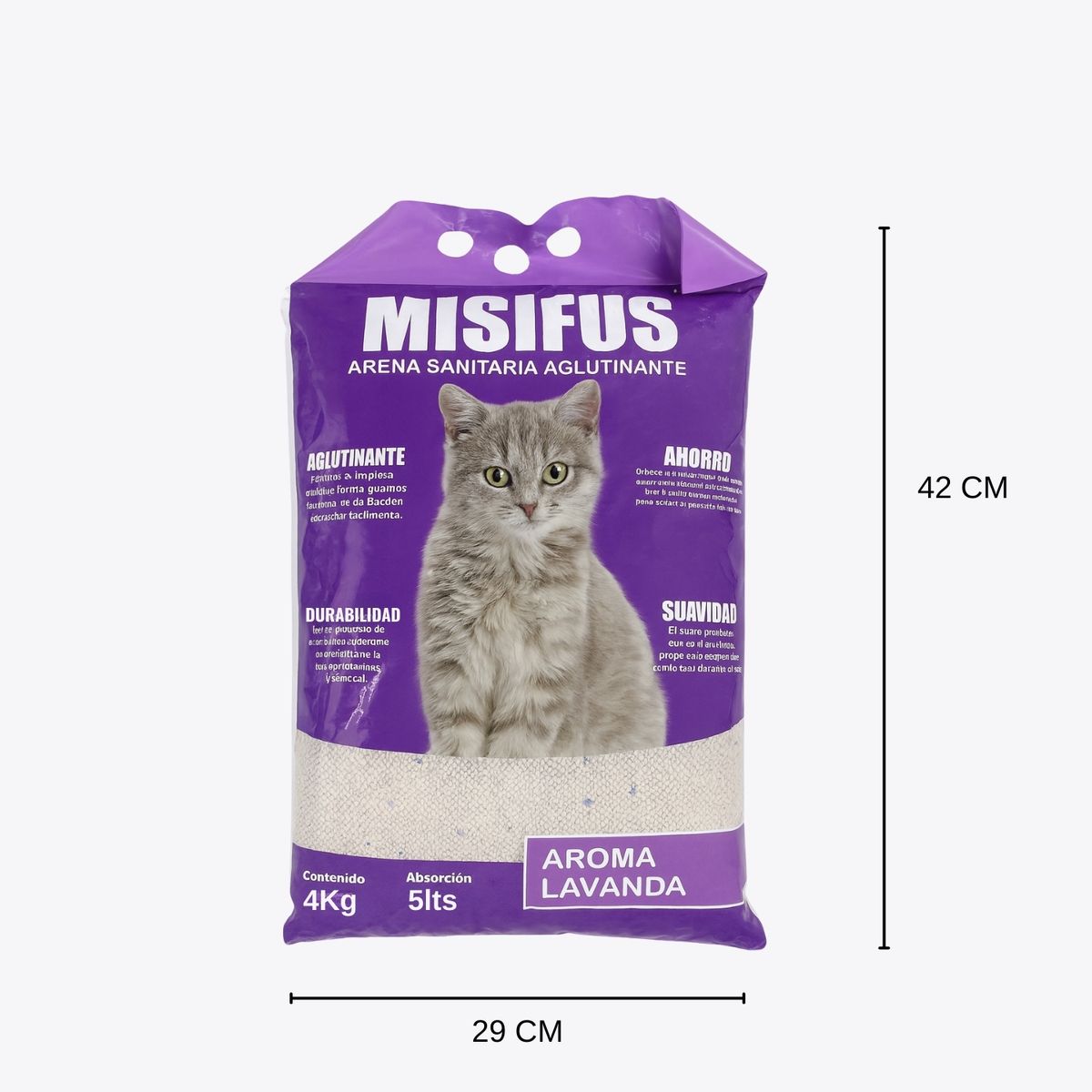 GENERICO - Arena Para Gatos Sanitaria Aglutinante Misifus Lavanda 4 Kg