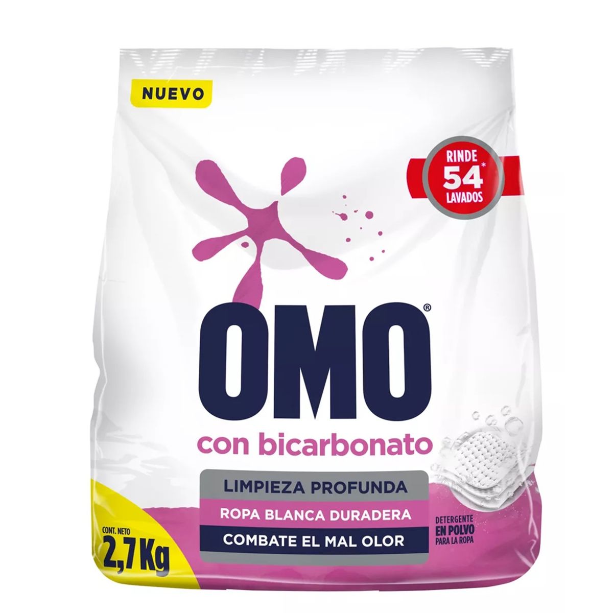 OMO - Detergente Omo Con Bicarbonato En Polvo 2.7 Kg Ropa Blanca