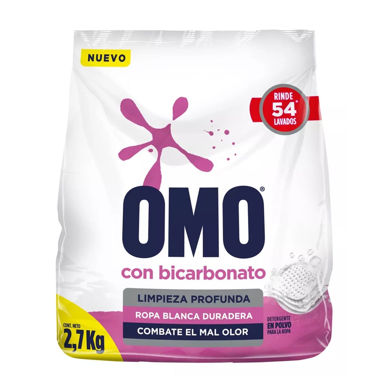 OMO - Detergente Omo Con Bicarbonato En Polvo 2.7 Kg Ropa Blanca