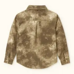 KIBOU - Camisa Tie-dye Infantil Café Jaspeada Manga Larga