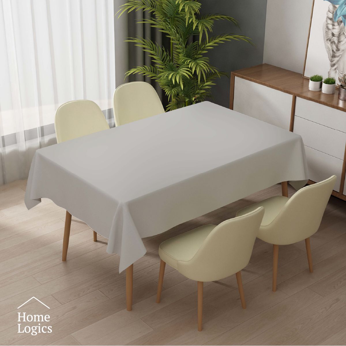 HOME LOGICS - Mantel Rectangular De Mesa Antimancha Gris 280x140 Cm