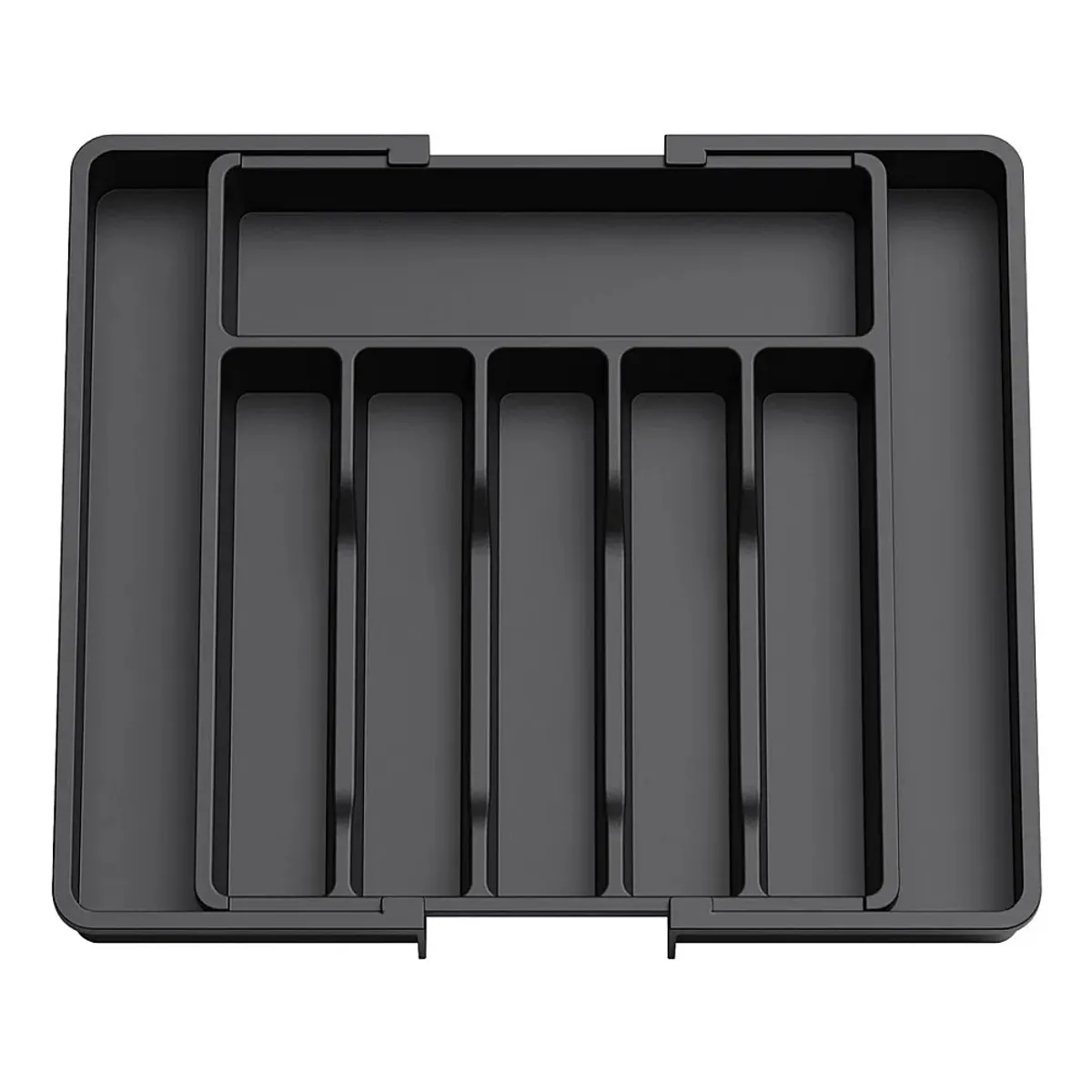 MUNDO MAGIA - Organizador Cubiertos Ajustable Expandible 8 Compartimientos Negro