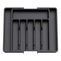 MUNDO MAGIA - Organizador Cubiertos Ajustable Expandible 8 Compartimientos Negro