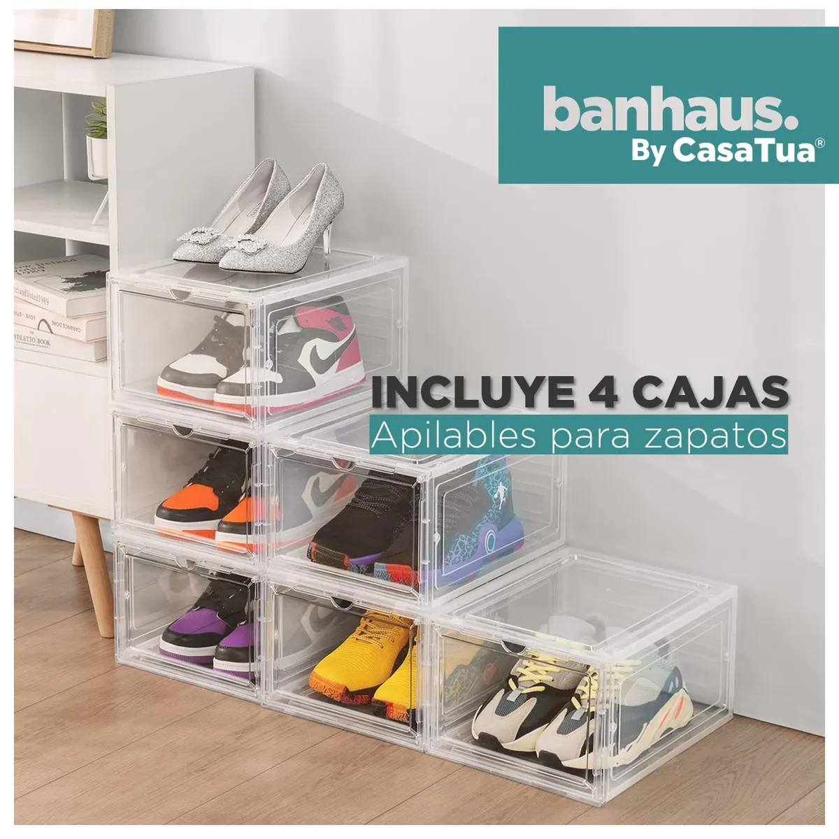 CASATUA - Caja Organizadora De Zapatos Set X4 Banhaus Apilable Premium