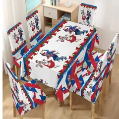 GENERICO - MANTEL CON 6 FUNDAS SILLA DISEÑO FECHA PATRIAS VARIADOS