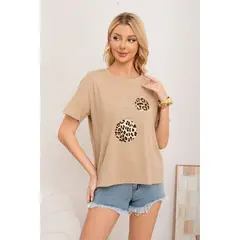 LIKE SHOP - Polera Mujer Algodon Manga Corta Oversize Aplicacion 2012