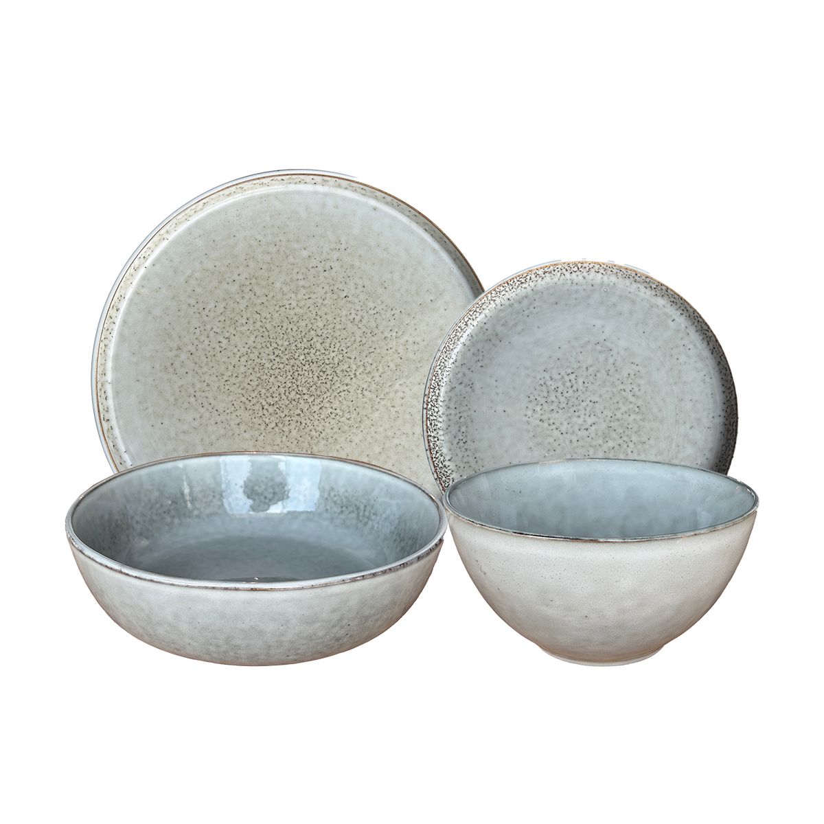 GENERICO - Set Vajilla 24 Piezas Cerámica Gris Linea Oslo