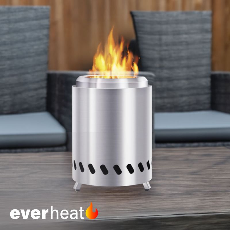 GENERICO - Brasero Fogón Sin Humo Portátil Acero Inox 18 Cm Everheat