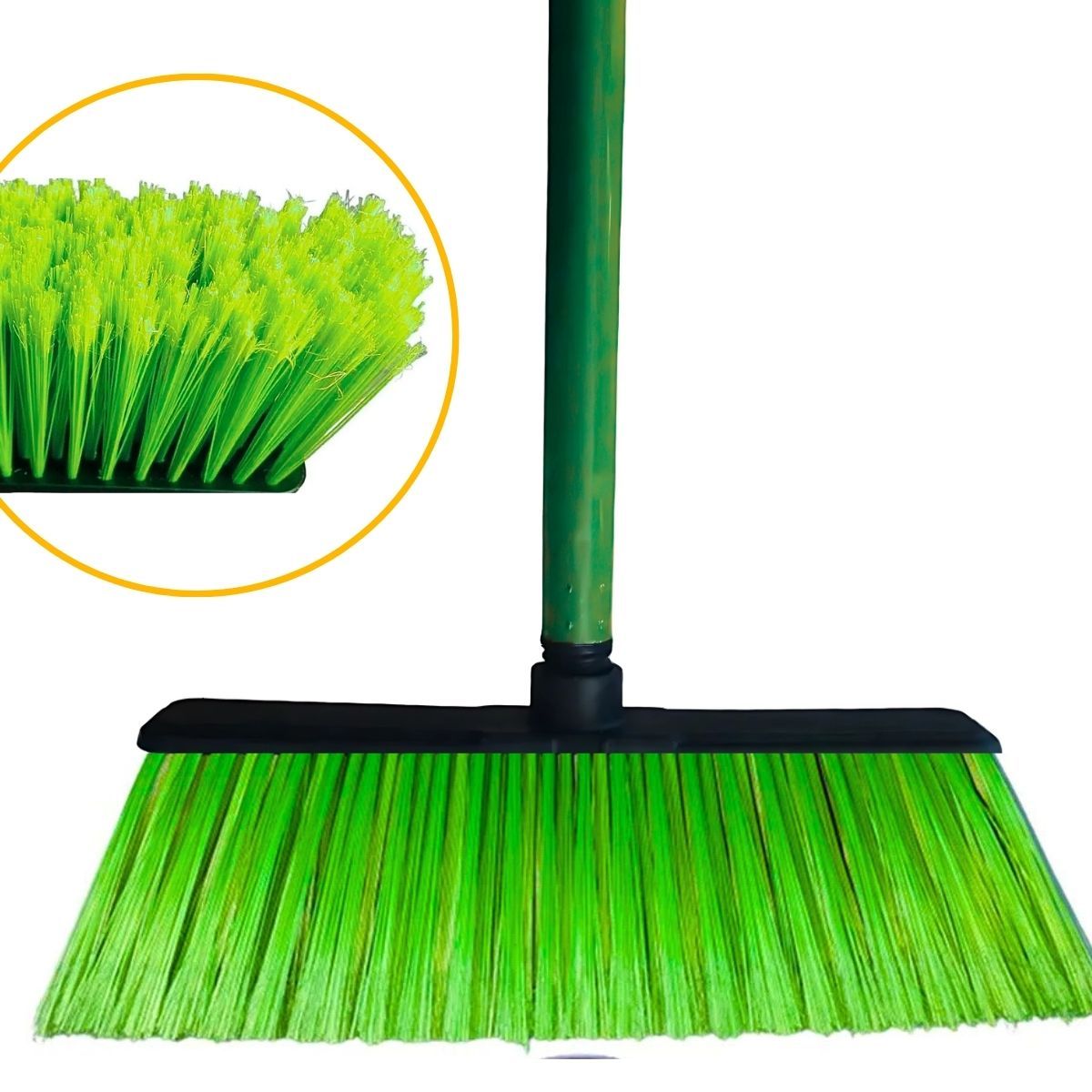 GENERICO - Escoba con Mango de Madera Verde Clásica Escobillón Aseo