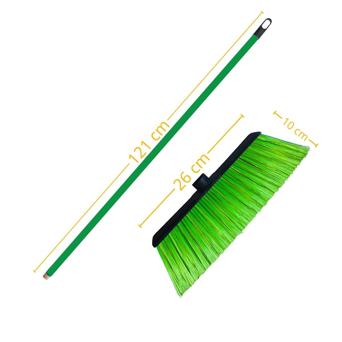 GENERICO - Escoba con Mango de Madera Verde Clásica Escobillón Aseo
