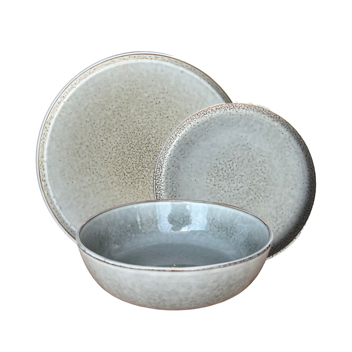 GENERICO - Set Vajilla 18 Piezas Cerámica Gris Linea Oslo