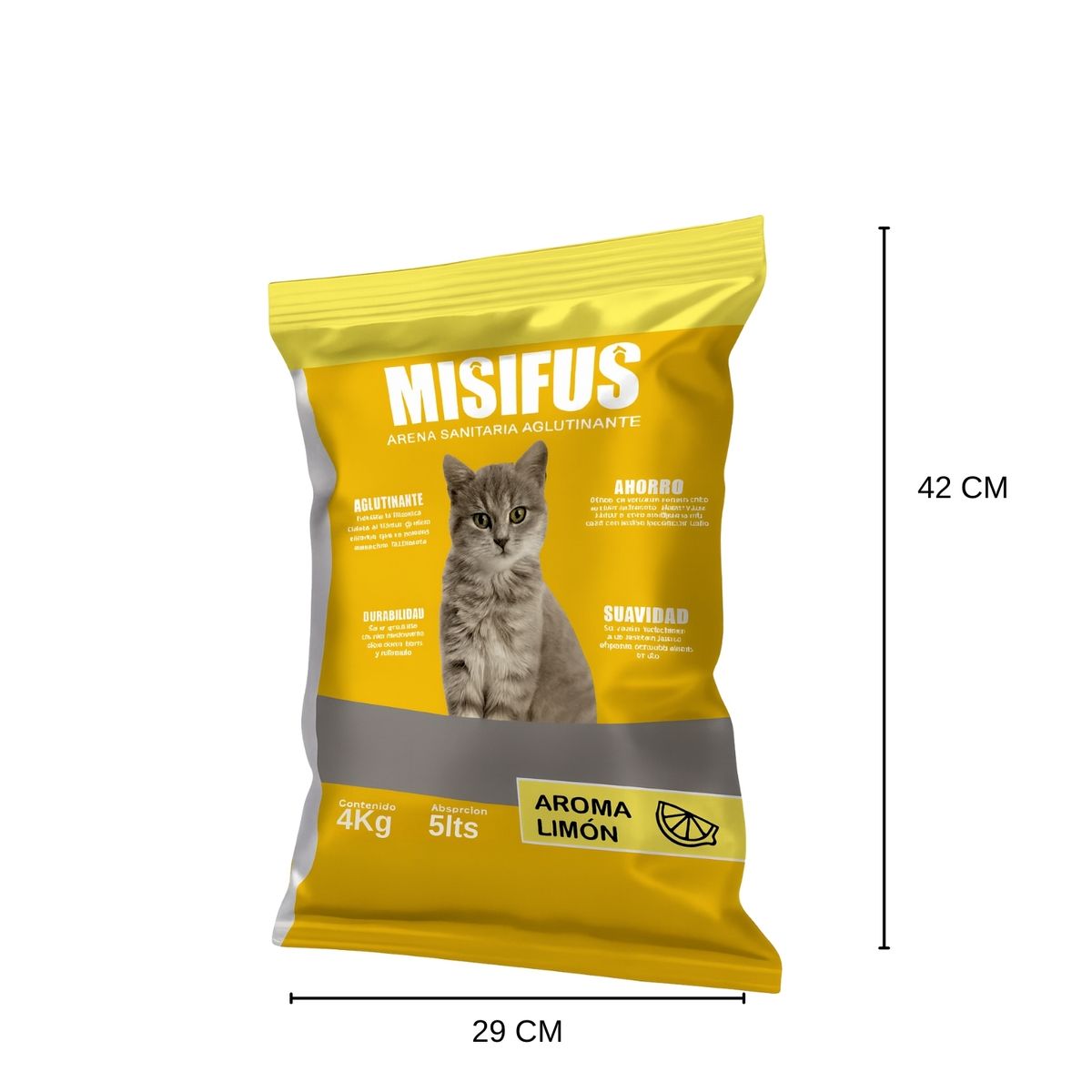GENERICO - Arena Sanitaria Para Gato Aglutinante Misifus 4k Aroma Limón