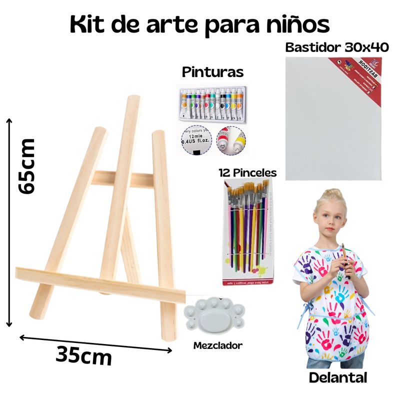 GENERICO - Kit De Arte Para Niños Con Atril + Bastidor Y Pinturas