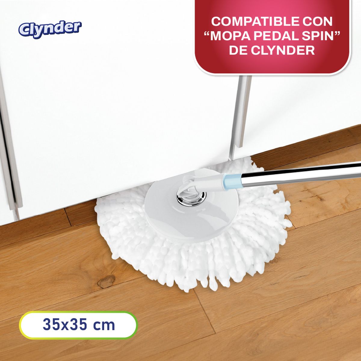 CLYNDER - Repuesto Mopa Microfibra Limpieza Giratoria Redonda Clynder Kiosclub