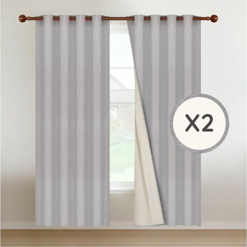 CASATUA - Cortina 100% Blackout Engomada Termica X4 Casatua Tipo Lino - Crema