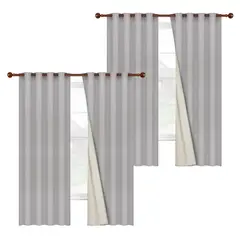 CASATUA - Cortina 100% Blackout Engomada Termica X4 Tipo Lino - Crema