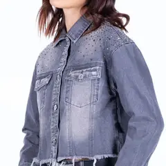 ELLUS - Chaqueta Mujer Trucker Brillos