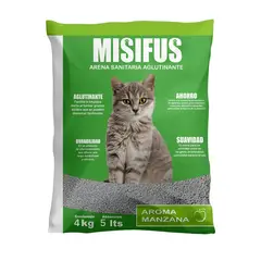 GENERICO - Arena Gato Sanitaria Aglutinante Misifus 4k Aroma Manzana