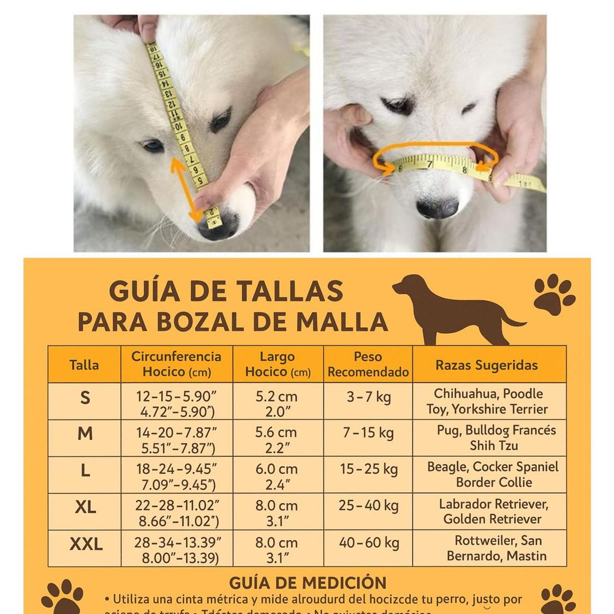 GENERICO - Bozal Ajustable con Velcro Perro Talla M 14x20 cm