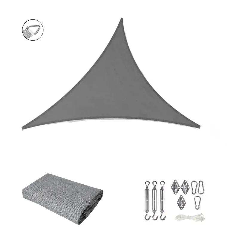 GENERICO - Vela sombreadora triangular 5X5X5 Gris Kit 3 anclaje