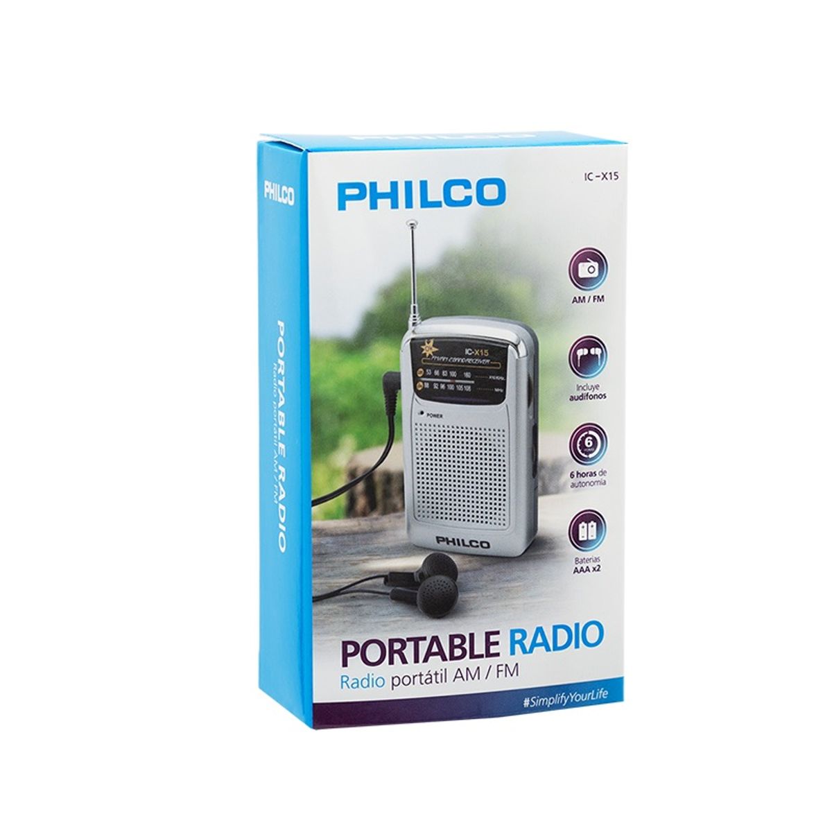 PHILCO - Radio Portátil A Pilas Fm am Con Audífonos Philco