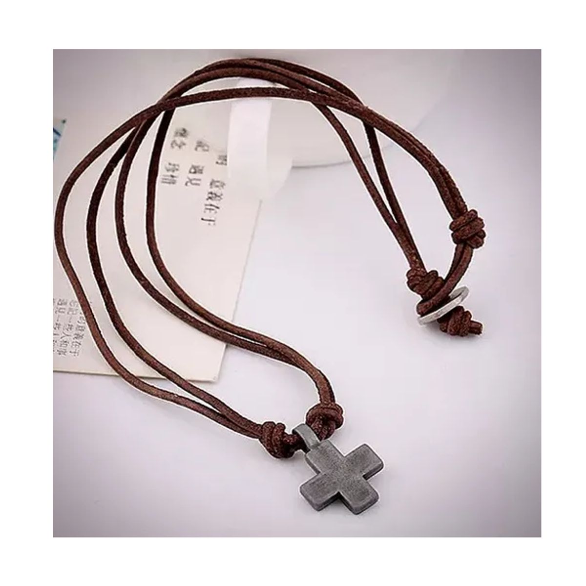 GENERICO - Collar De Cuero Cruz Hombre Mujer Moda Royal Madriz